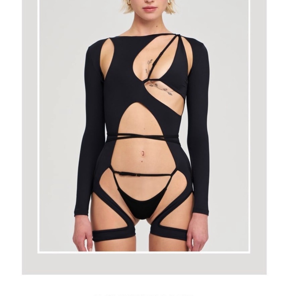 Black Cutout Long Sleeve Bodysuit